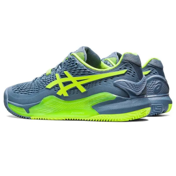 ASICS GEL RESOLUTION 9 CLAY STEEL BLUE/HAZARD GREEN